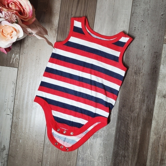 Garanimals Other - Garanimals Red White and Blue Striped Toddler Boy Tank Top Bodysuit Size 24m EUC